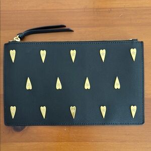 Rebecca Minkoff Heart Studded Black Leather Pouch